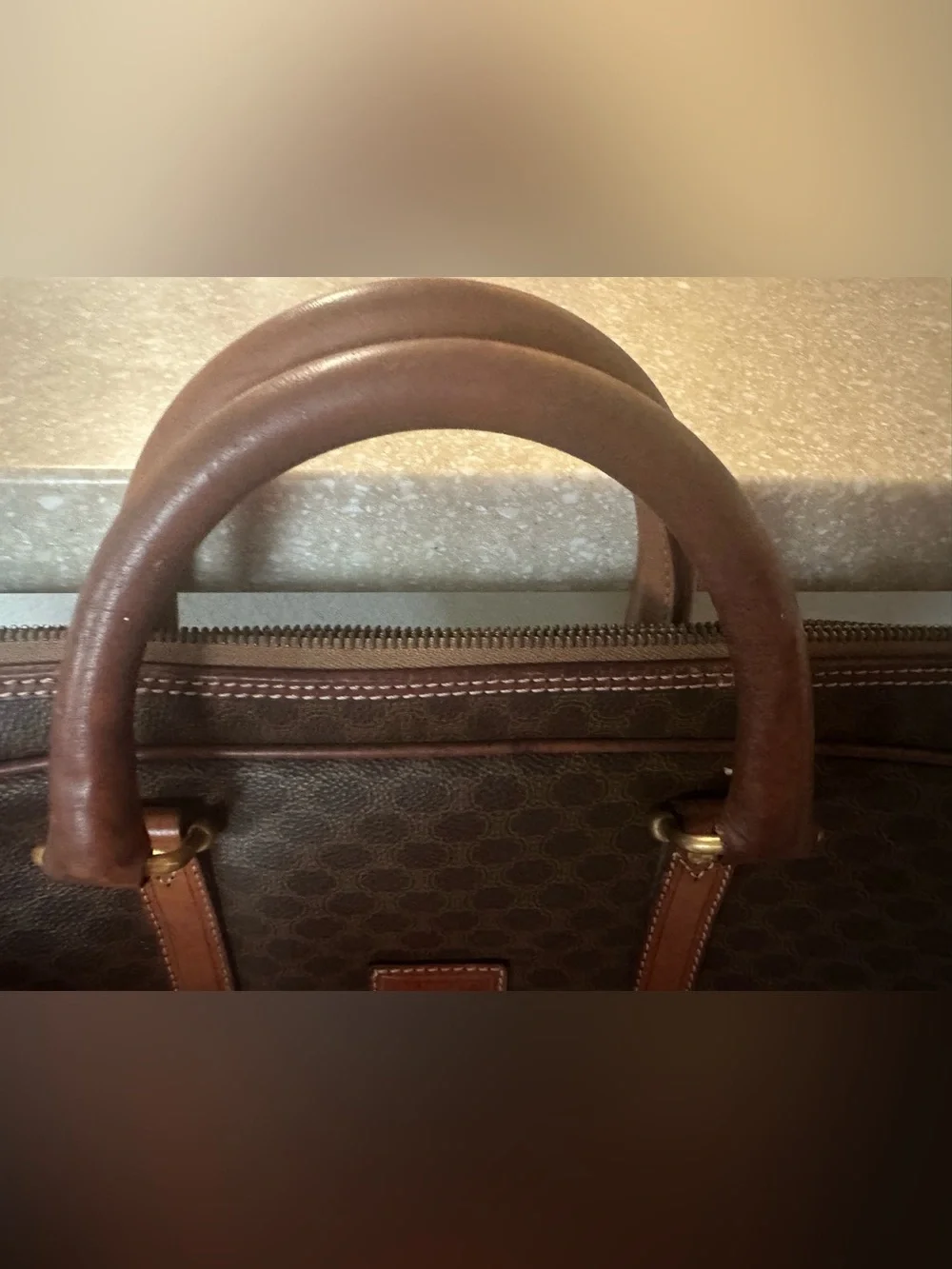 Celine macadam Brown Patterned Leather Travel Briefcase